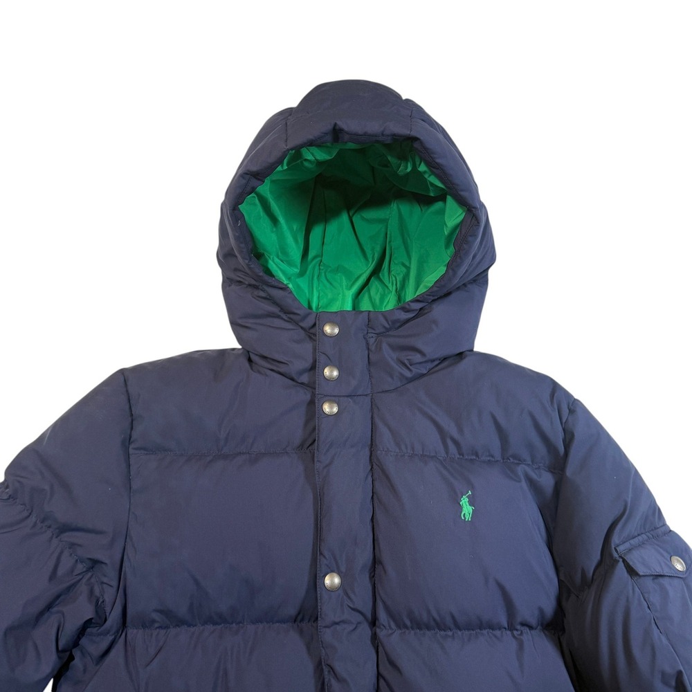 Polo Ralph Lauren Down Puffer Hooded Jacket Youth XL 18-20 Navy Blue Quilted - Picture 11 of 13